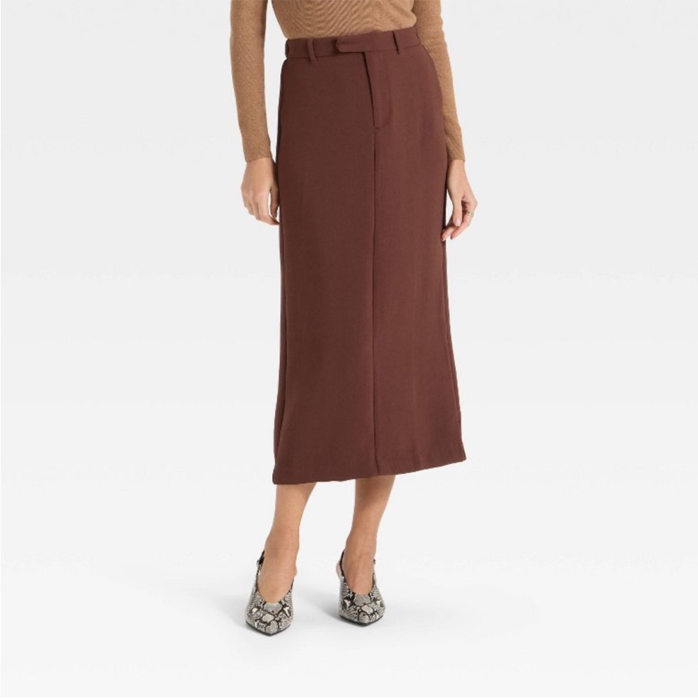Elegant Brown Midi Skirt